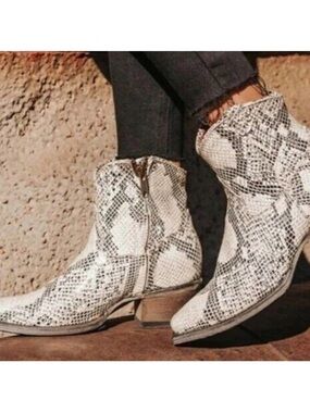 Freebird by Steven Miramar Snake-Print Ankle Booties